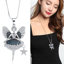 Load image into Gallery viewer, Crystal Angel Necklaces &amp; Pendants For Women Trendy Silver Star Long Necklace Collier Femme Fashion Female Sweater Chain Jewelry