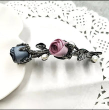 Load image into Gallery viewer, Simple rose flower hairpin fabric crystal beetle hairpin rhinestone leaf hairpin elegant female girl hairpin hair accessories