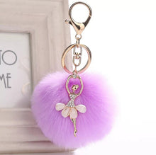 Load image into Gallery viewer, Cute Rhinestone Little Angel Car keychain fake Fur Key Chain Women Trinket Car bag Key Ring Jewelry Gift fluff keychains