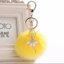 Load image into Gallery viewer, Cute Rhinestone Little Angel Car keychain fake Fur Key Chain Women Trinket Car bag Key Ring Jewelry Gift fluff keychains