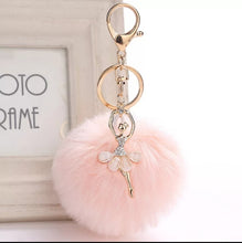 Load image into Gallery viewer, Cute Rhinestone Little Angel Car keychain fake Fur Key Chain Women Trinket Car bag Key Ring Jewelry Gift fluff keychains