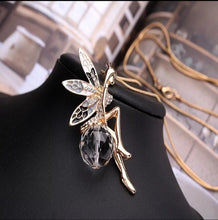 Load image into Gallery viewer, New LNRRABC Women Crystal Shiny Fairy Rhinestones Angel Wings Long Chain Party Pendant Necklace Sweater Chain Fashion Jewelry