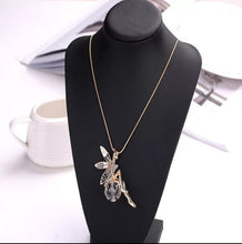 Load image into Gallery viewer, New LNRRABC Women Crystal Shiny Fairy Rhinestones Angel Wings Long Chain Party Pendant Necklace Sweater Chain Fashion Jewelry