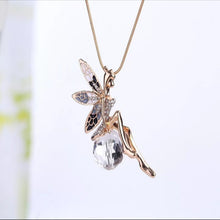 Load image into Gallery viewer, New LNRRABC Women Crystal Shiny Fairy Rhinestones Angel Wings Long Chain Party Pendant Necklace Sweater Chain Fashion Jewelry