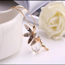 Load image into Gallery viewer, New LNRRABC Women Crystal Shiny Fairy Rhinestones Angel Wings Long Chain Party Pendant Necklace Sweater Chain Fashion Jewelry